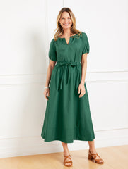 HERITAGE GREEN MODERN POPLIN DRAWSTRING SKIRT | Talbots sale