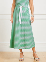 SPRING LUSH MULTI FRESH POPLIN DRAWSTRING SKIRT - DEWDROP STRIPE | Talbots discount