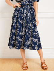 INDIA INK/WHITE PIPER PLEATED SKIRT - PENCIL BUTTERFLY | Talbots sale