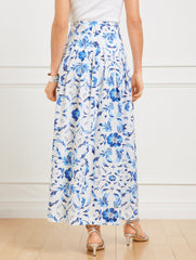 WHITE/INDIA INK PIPER PLEATED PATIO SKIRT - BEAUTIFUL SCROLL | Talbots on sale