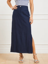 INDIGO BLUE LINEN TROUSER SKIRT | Talbots near me