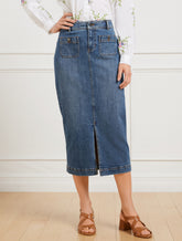 CATALINA WASH DENIM MIDI SKIRT - CATALINA WASH | Talbots outlet
