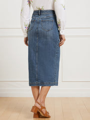 CATALINA WASH DENIM MIDI SKIRT - CATALINA WASH | Talbots outlet