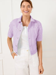 CAMELLIA ROSE|OLIVE GROVE|SPRING LILAC SHORT SLEEVE JEAN JACKET - COLORS | Talbots outlet
