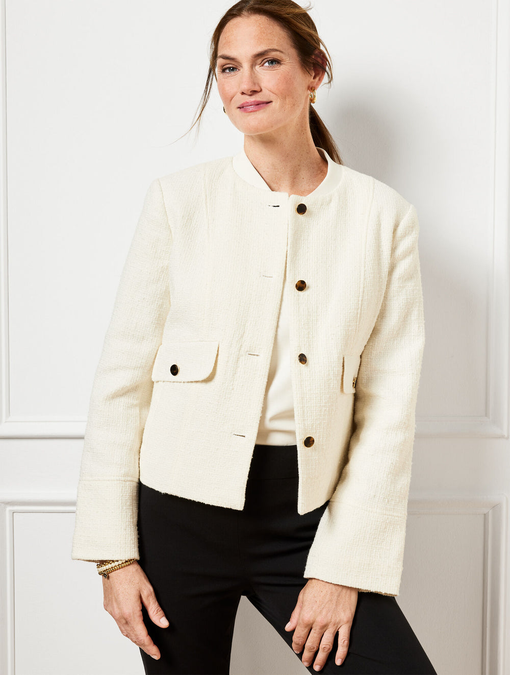 IVORY SWING BACK BOMBER JACKET | Talbots sale