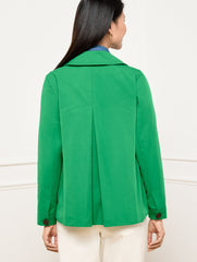 DERRY GREEN TWILL SHORT TRENCH COAT | Talbots discount