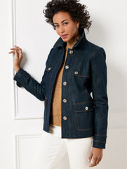 INDIGO REFINED DENIM SHORT TRENCH COAT | Talbots for sale