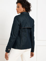 INDIGO REFINED DENIM SHORT TRENCH COAT | Talbots for sale