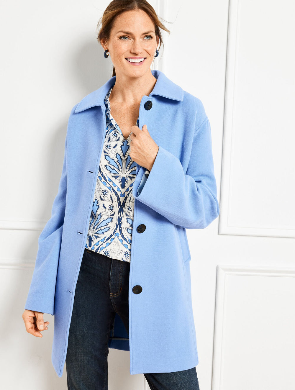 VISTA BLUE KNIT A-LINE COAT | Talbots online