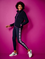 INDIGO BLUE PERFORMANCE INTERLOCK LEGGINGS - DIAMOND GRID | Talbots sale