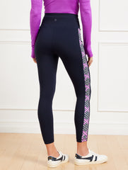 INDIGO BLUE PERFORMANCE INTERLOCK LEGGINGS - DIAMOND GRID | Talbots sale