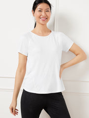 WHITE COOL SLUB ACTIVE SHORT SLEEVE TEE | Talbots for sale