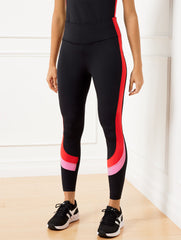 BLACK/VIVID RED PERFORMANCE INTERLOCK LEGGINGS - COLORBLOCK | Talbots US