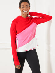 VIVID RED PERFORMANCE INTERLOCK HOODED PULLOVER - DIAGONAL | Talbots sale