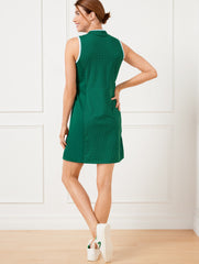 HERITAGE GREEN/BLUE PERFORMANCE INTERLOCK HALF-ZIP POLO DRESS - PIN DOT | Talbots discount