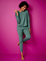 HUNTER GREEN HEATHER|IRON HEATHER BUTTERY SOFT EASY KNIT CREWNECK TEE | Talbots near me