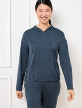 INDIGO HEATHER|LIGHT OAK HEATHER|MIST HEATHER BUTTERY SOFT EASY KNIT BUNGEE HEM HOODIE | Talbots on sale