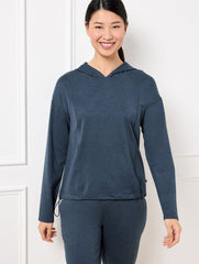 INDIGO HEATHER|LIGHT OAK HEATHER|MIST HEATHER BUTTERY SOFT EASY KNIT BUNGEE HEM HOODIE | Talbots online