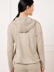 INDIGO HEATHER|LIGHT OAK HEATHER|MIST HEATHER BUTTERY SOFT EASY KNIT BUNGEE HEM HOODIE | Talbots on sale