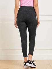BLACK OUT & ABOUT LEGGINGS - EMBOSSED FLORAL | Talbots outlet
