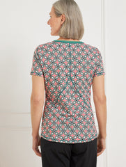 HERITAGE GREEN MULTI SUPERSOFT JERSEY SHORT SLEEVE TEE - HIGH TIDE TILE | Talbots sale