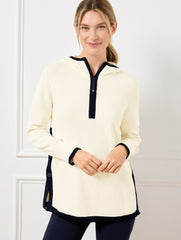 IVORY HALF-ZIP HOODED SWEATER | Talbots for sale