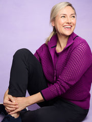 MULBERRY WINE COOLMAX® FULL ZIP SWEATER JACKET | Talbots US