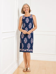 INDIA INK MULTI EFFORTLESS JERSEY SHIFT DRESS - LEAFY FLORAL | Talbots US