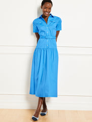 LAKESIDE BLUE FRESH POPLIN UTILITY SHIRTDRESS | Talbots sale