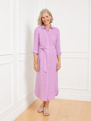 LAVENDER/WHTIE CROSS DYED LINEN SHIRTDRESS - LAVENDER | Talbots for sale