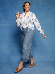 HAVANA TAN|INDIGO BLUE KAIA VACHETTA DEMI WEDGE SLIDES | Talbots online