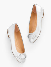 SILVER MADISON BUCKLE METALLIC NAPPA BALLET FLATS | Talbots for sale