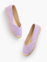 SPRING LILAC IZZY ASYMMETRIC SUEDE ESPADRILLE FLATS | Talbots near me