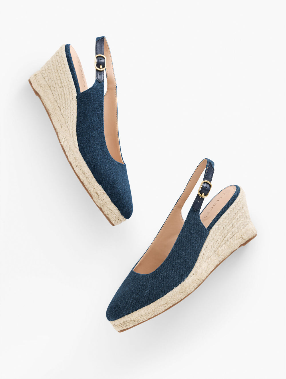 DARK DENIM VIVI DENIM SLINGBACK ESPADRILLE WEDGES | Talbots for sale