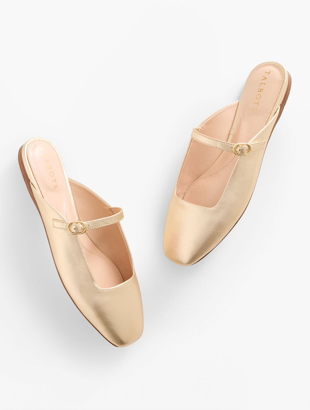 GOLD SLOAN MARY JANE METALLIC LEATHER MULES | Talbots sale