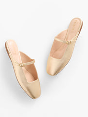 GOLD SLOAN MARY JANE METALLIC LEATHER MULES | Talbots sale