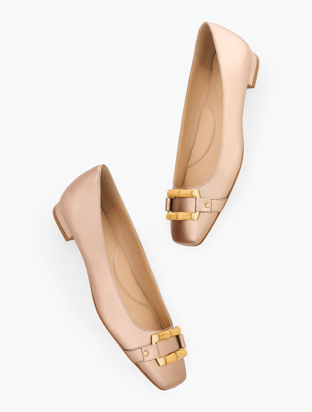 BLUSH BRONZE SUTTON BAMBOO BUCKLE METALLIC NAPPA FLATS | Talbots discount