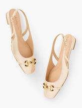 GOLD SUTTON LINK SLINGBACK METALLIC NAPPA FLATS | Talbots outlet