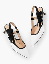 WHITE/BLACK SYLVIE BOW SLINGBACK NAPPA PUMPS | Talbots near me
