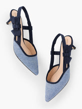 CHAMBRAY/DARK DENIM SYLVIE BOW SLINGBACK CHAMBRAY PUMPS | Talbots for sale