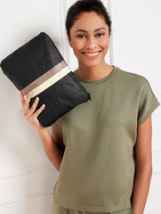 CAFE/BLACK ALOHA COLLECTION LE VOYAGEUR POUCH | Talbots on sale