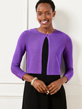 DEEP LAVENDER|INDIGO BLUE BUTTON SHRUG | Talbots outlet