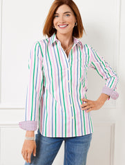 PINK ROUGE MULTI MODERN CLASSIC SHIRT - STUNNING STRIPE | Talbots on sale