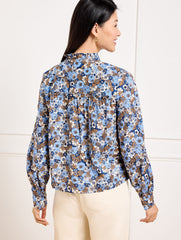 INDIA INK MULTI RUFFLE SHORT SHIRT - GATHERED BLOSSOMS | Talbots for sale