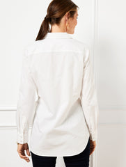 WHITE TIE FRONT DRAPED POPLIN SHIRT | Talbots online