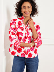 WHITE/RED POPPY FLORAL POPOVER | Talbots online