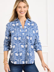 NAVY DUSK MULTI SHORT SHIRT - INTRICATE FLOWERS | Talbots sale