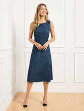 INDIA INK/WHITE REFINED DENIM DRESS | Talbots discount