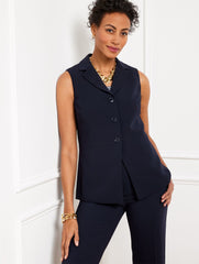 BLACK|INDIGO BLUE EASY TRAVEL PEPLUM VEST | Talbots US
