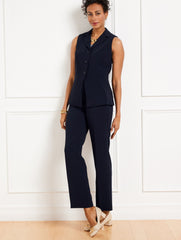 BLACK|INDIGO BLUE EASY TRAVEL PEPLUM VEST | Talbots US